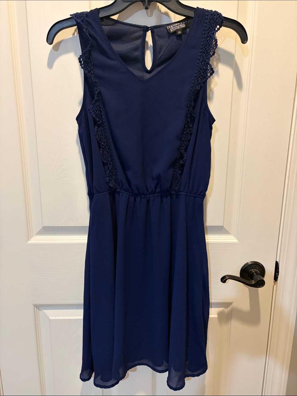 Papermoon Navy Sleeveless Midi Dress with Lace Trim
